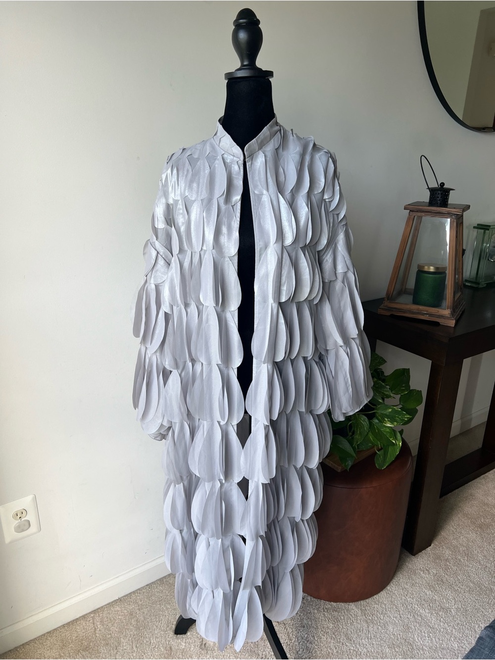 Zara Long Metallic Textured Hearts Coat - Picture 3 of 5